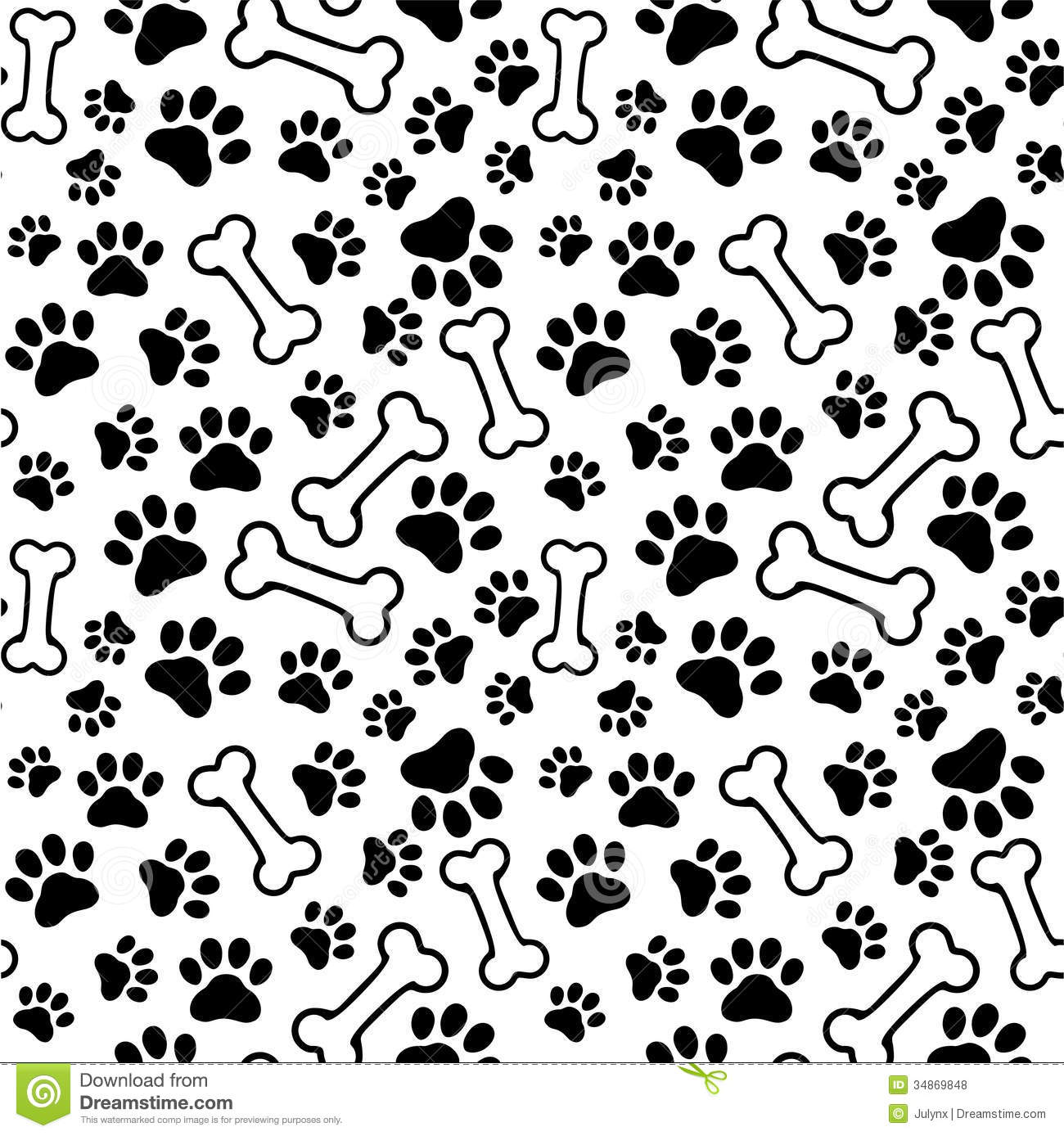 Dog Bone Wallpaper Seamless Background Pet Paw