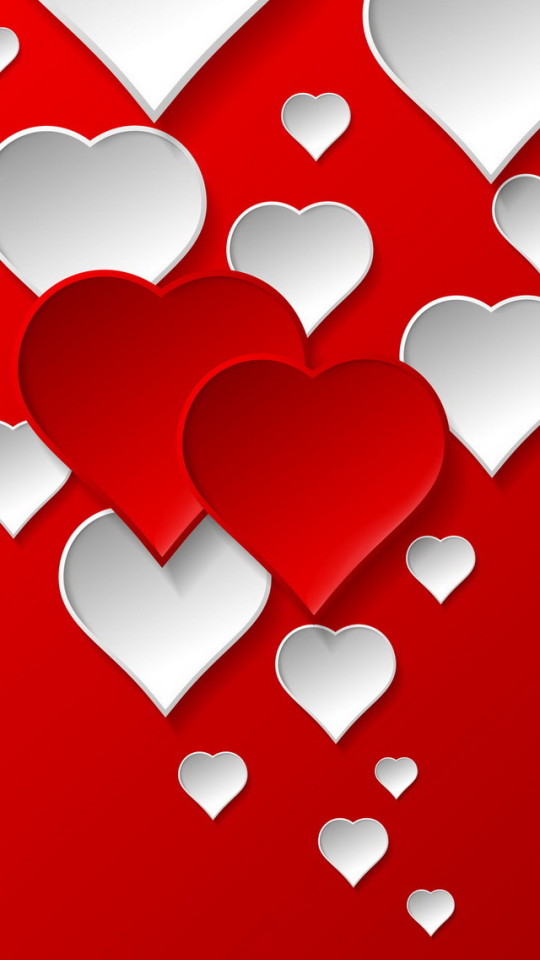 Red And White Love Hearts Wallpaper iPhone
