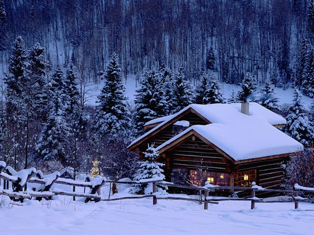 Snow Covered House Wallpaper Dreamy Scene