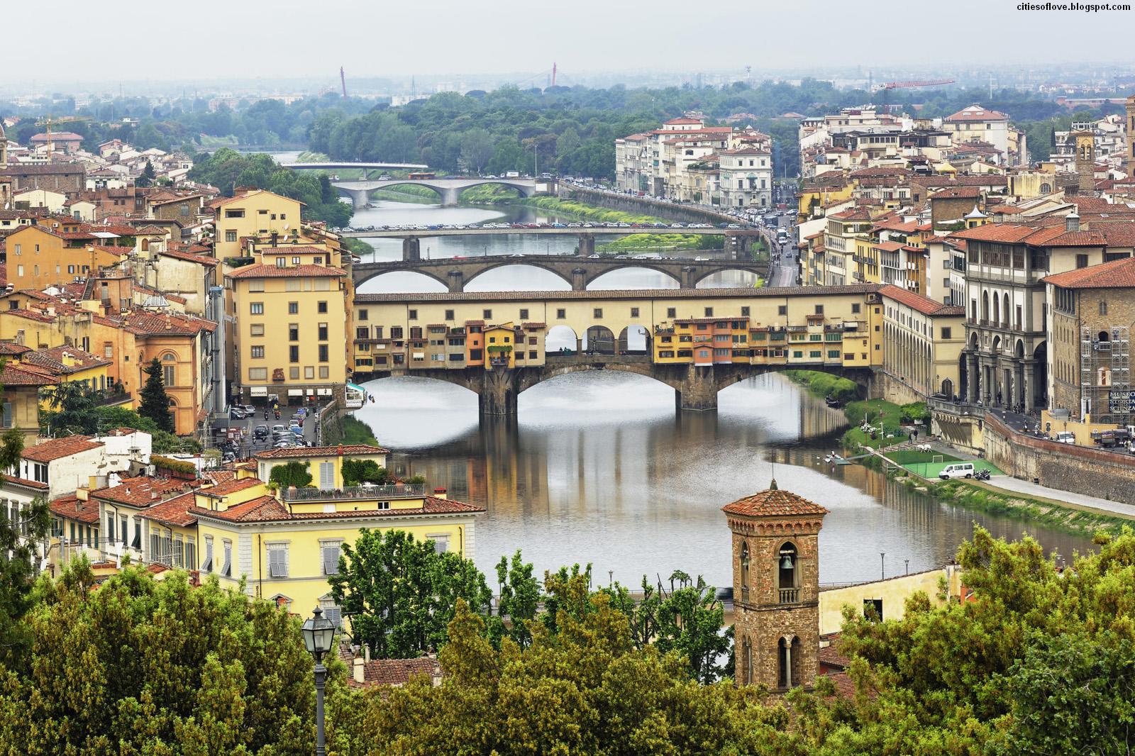Florence Ponte Vecchio Beautiful Italian Old Bridge Arno River Italy
