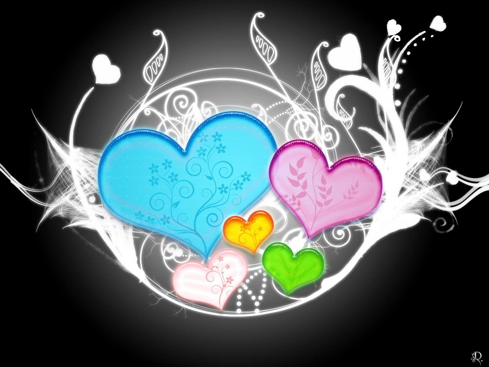 Fun Hearts Desktop Wallpaper