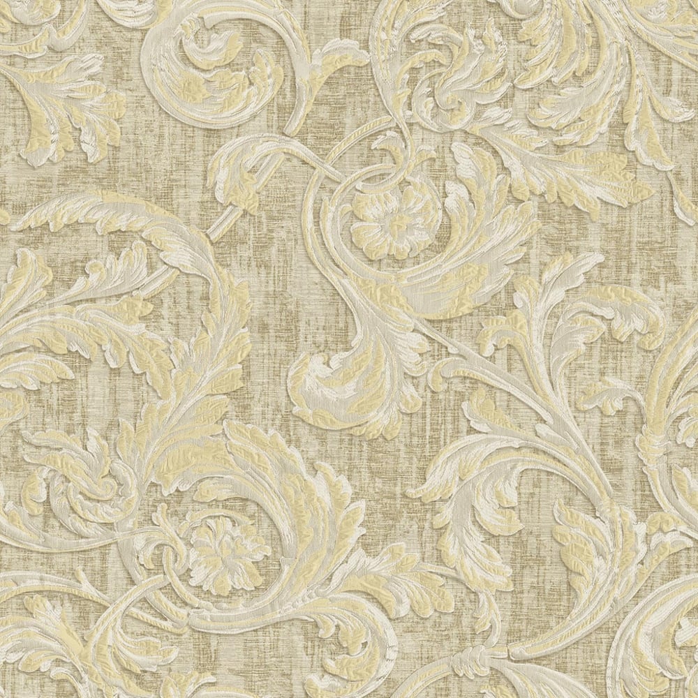 Sirpi Italian Floral Leaf Pattern Wallpaper Traditional Metallic