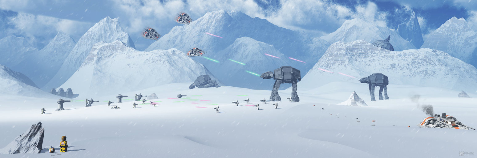 Lego Star Wars Battle Of Hoth Panorama Render By Riseofchaos On