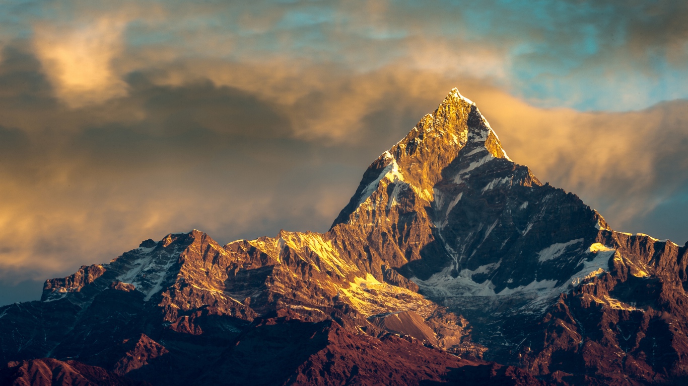 HD Background Annapurna Mountain Nepal Himalayas Range Sky Sunset