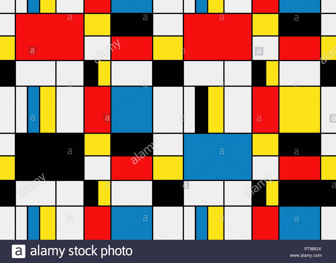 Colorful Background In Mondrian Style Vector Illustration For