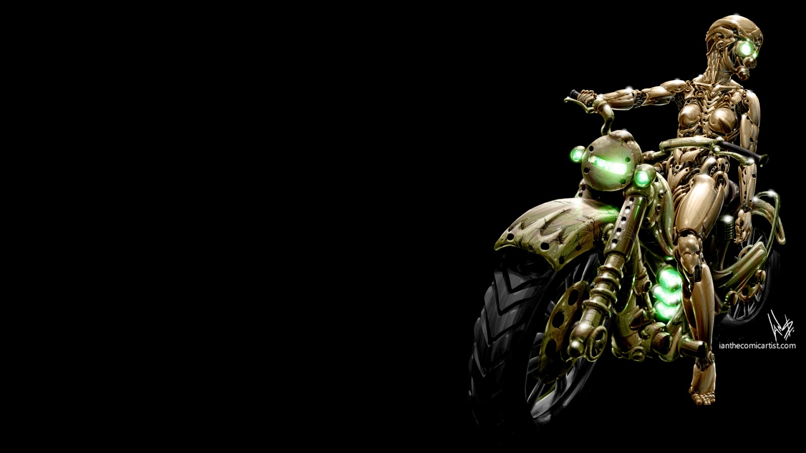 Of Ian Sokoliwski Motorcycle Riding Robot Desktop Wallpaper