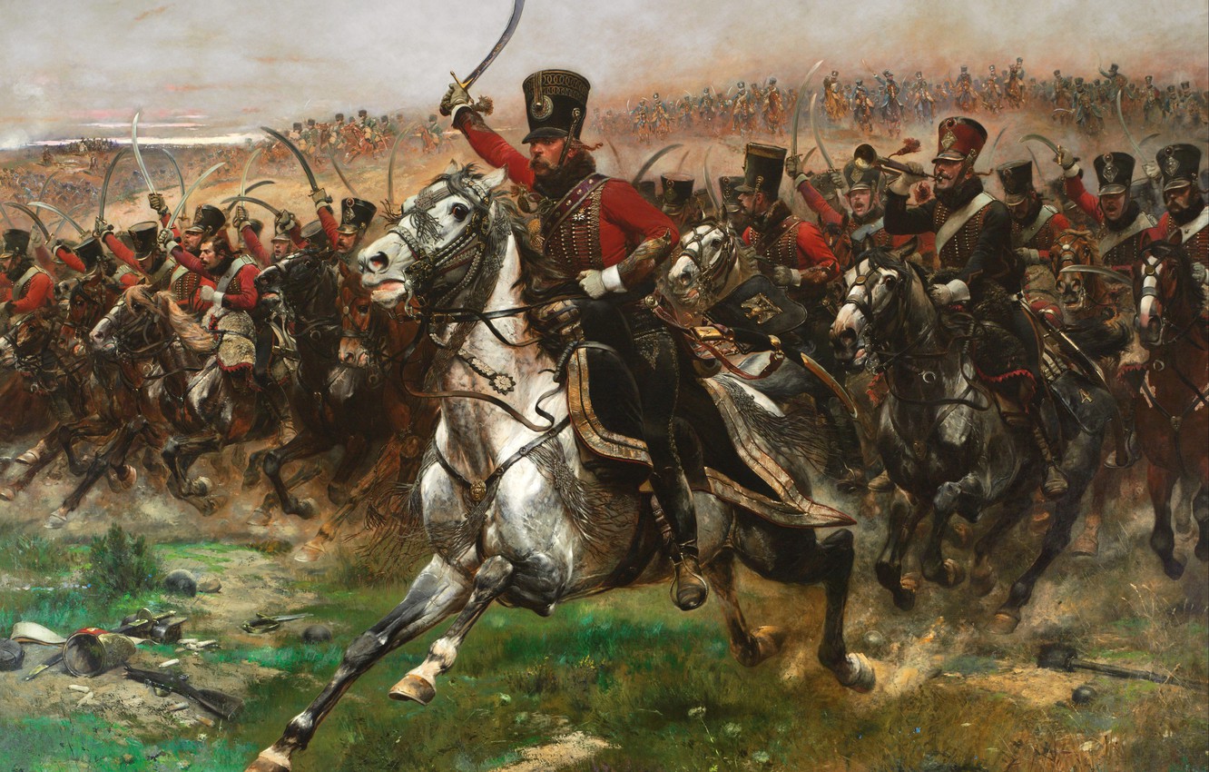 Wallpaper Art Painting Cavalry Charge Hussars Of The