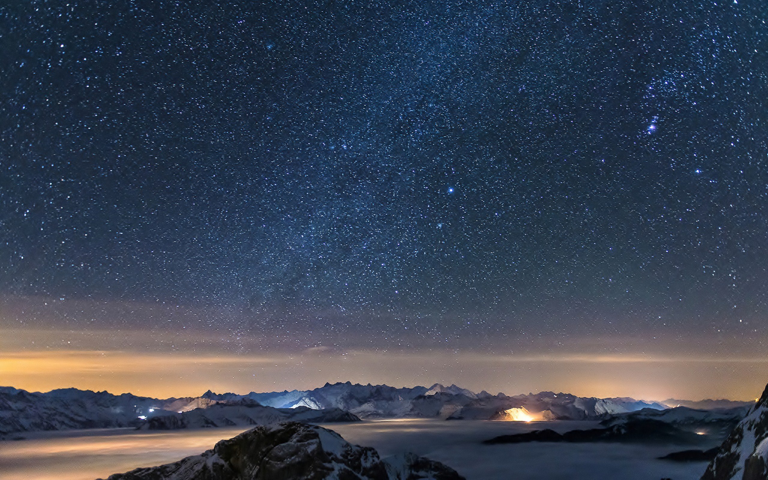 Galaxy Night Landscape Fog Stars UltraHD 4k Wallpaper