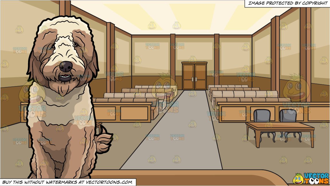 A Big Furry Tan Dog And Inside Courtroom Background Clipart