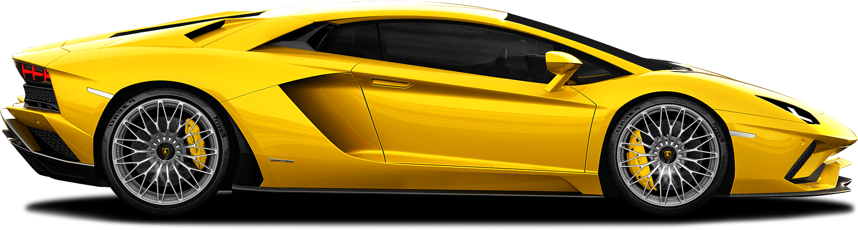 Bright Yellow Lamborghini Aventador Side View