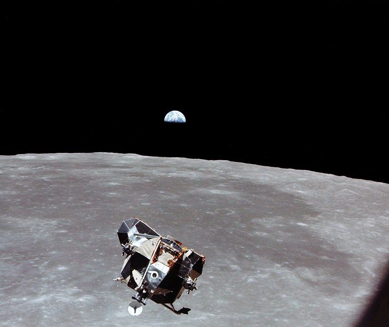 Apollo Lunar Module With Earthrise In The Background