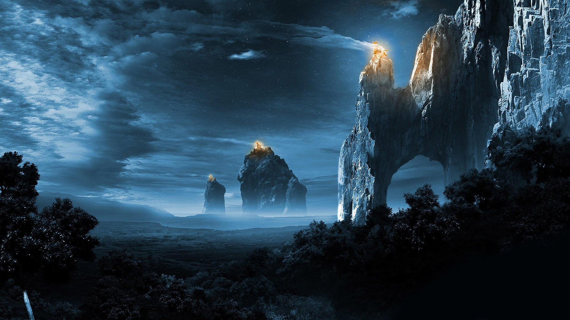 Bonfires On The Cliffs Wallpaper