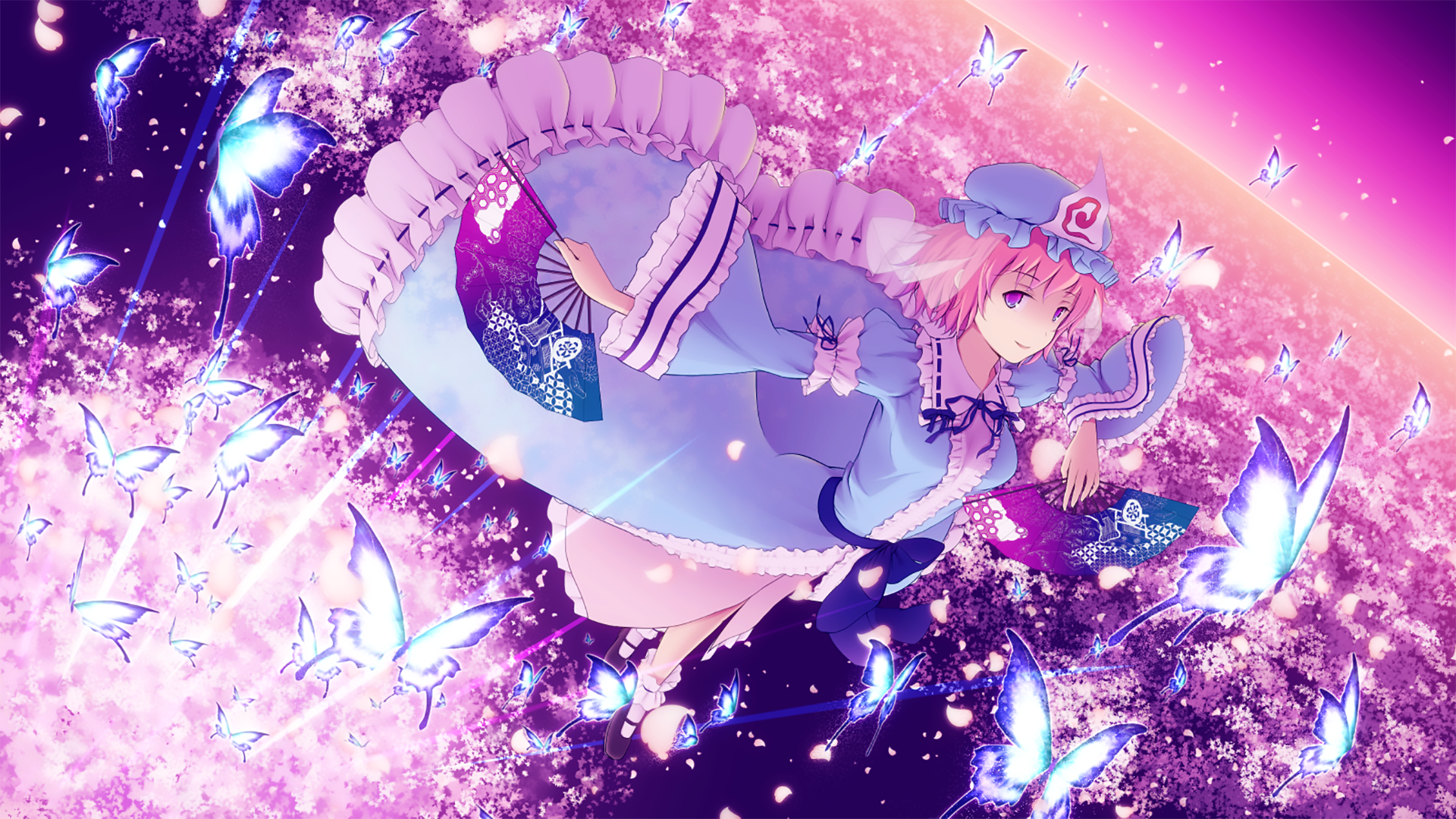 Anime Touhou Female Pretty Character Pink Butterfly