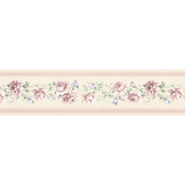 451 1717 Pink Floral Trail   Brewster Wallpaper Borders