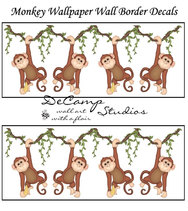 Jungle Monkey Wallpaper Border Wall Decals For Baby Boy Nursery Or
