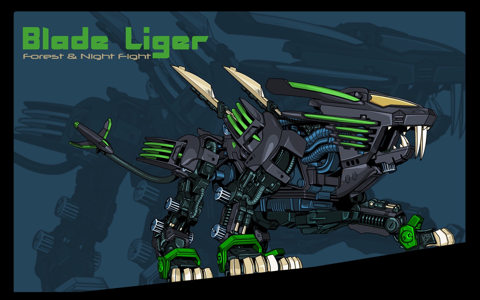 Blade Liger Forest And Night Fight Zoids Wallpaper Unduh