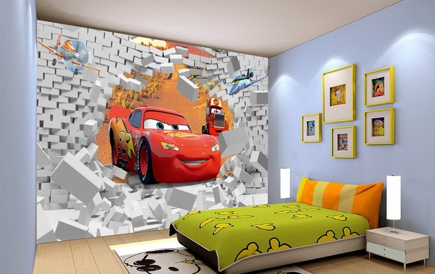 Mural Cartoon Car Papel De Parede Background Kids Bedroom Sofa Jpg