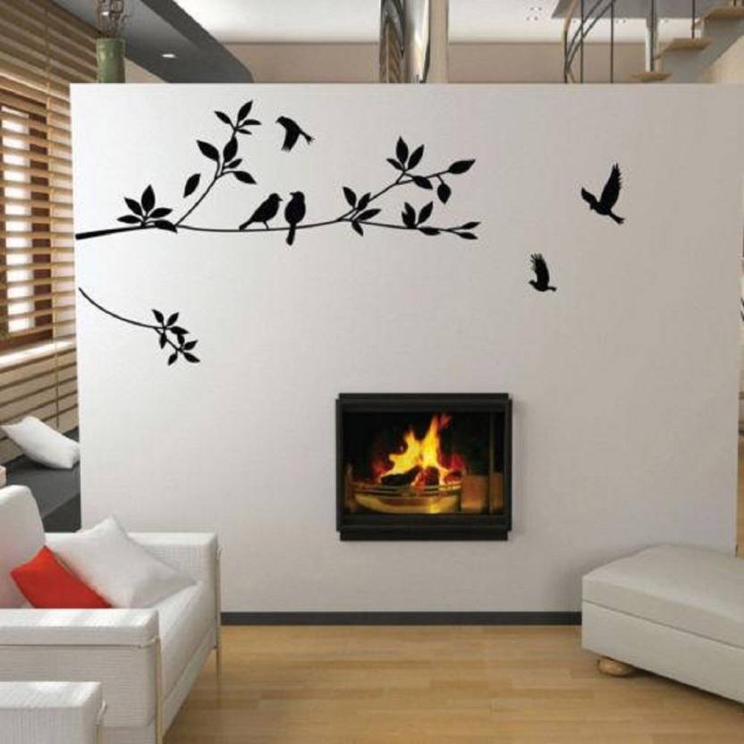 Asmi Collections Large Black Tree Branches And Birds Sticker Price