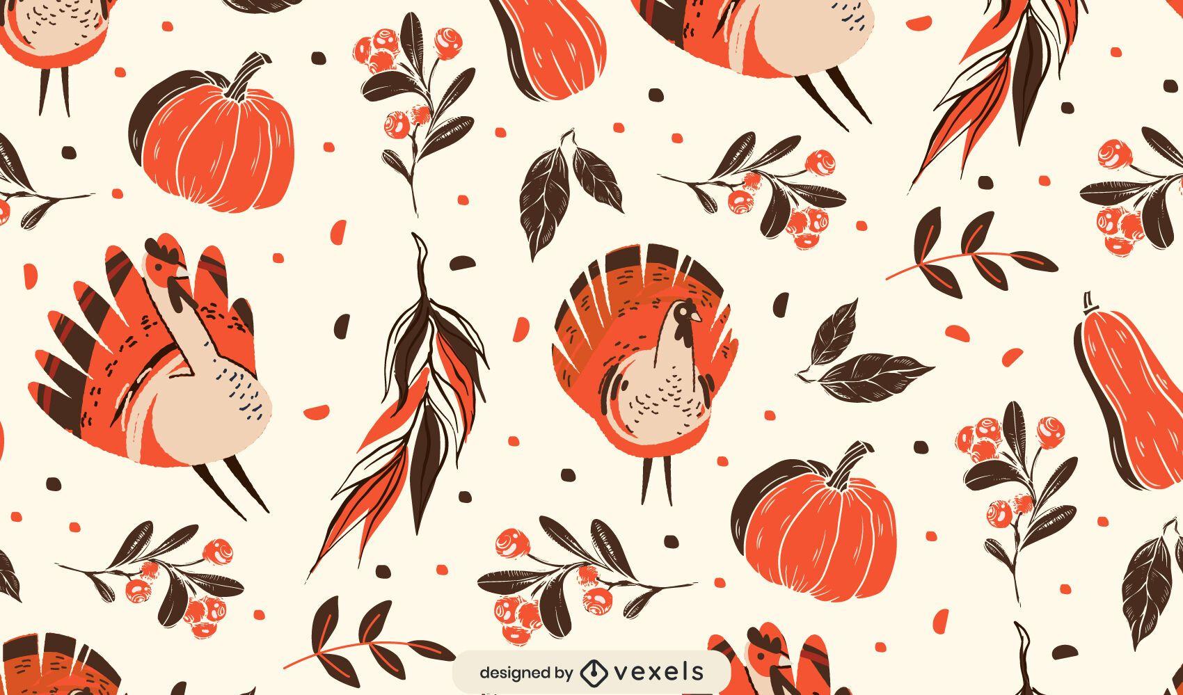 Thanksgiving Autumn Pattern Design Vector