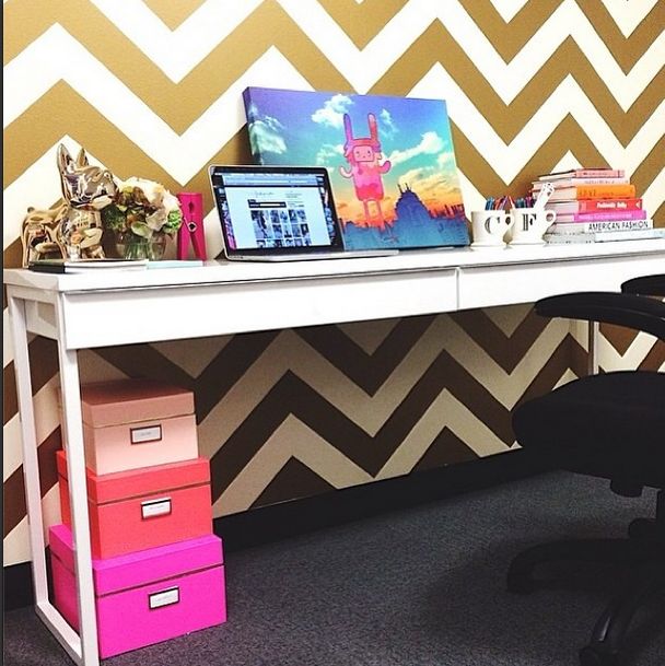 We Love Our Temporary Gold Chevron Wallpaper In This Space