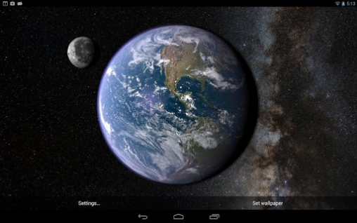Beschreibung des Live Wallpaper Earth and moon in gyro 3D Erde und 508x318