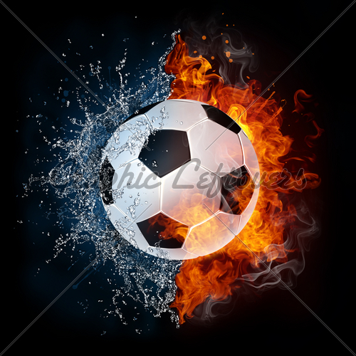 Soccer Balls On Fire Ball In And Water