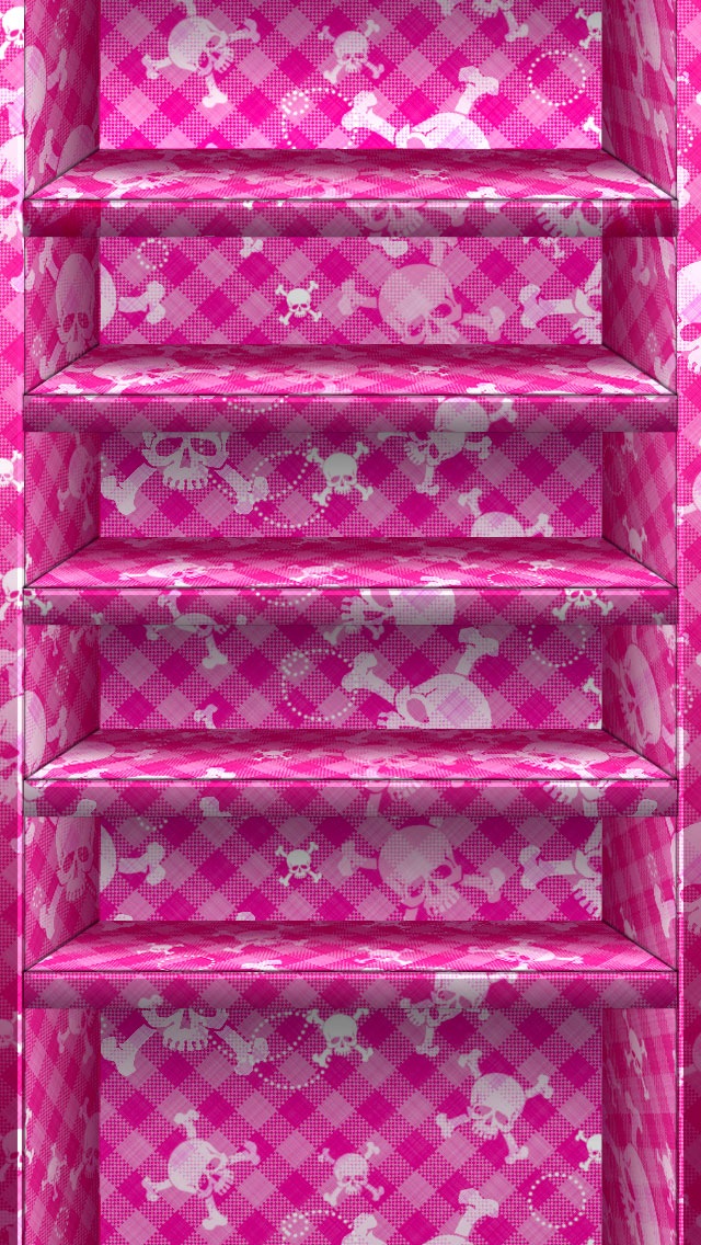 Cute Pink Skull Shelves Wallpaper iPhone