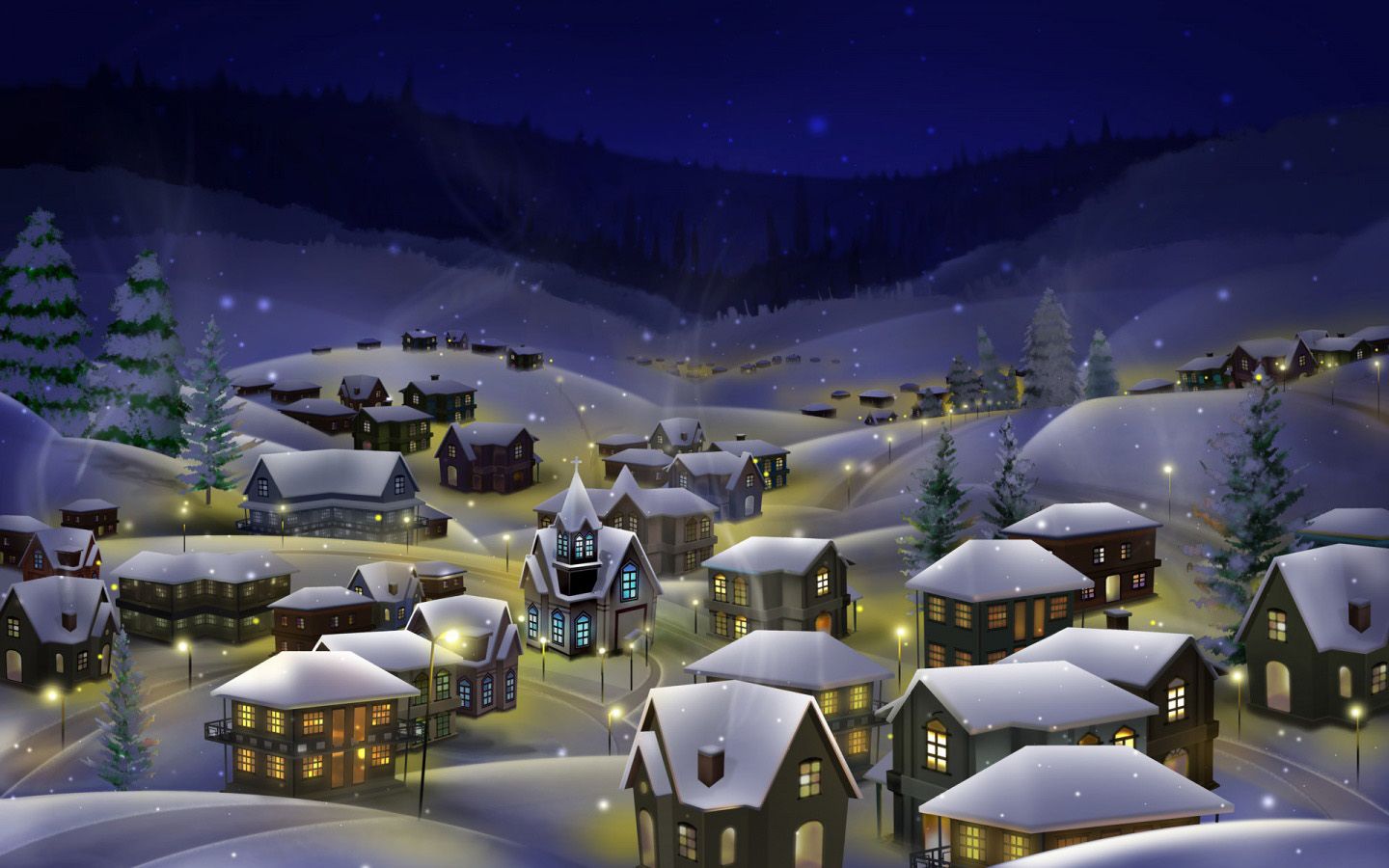 Christmas The Village HD Wallpaper Car Pictures