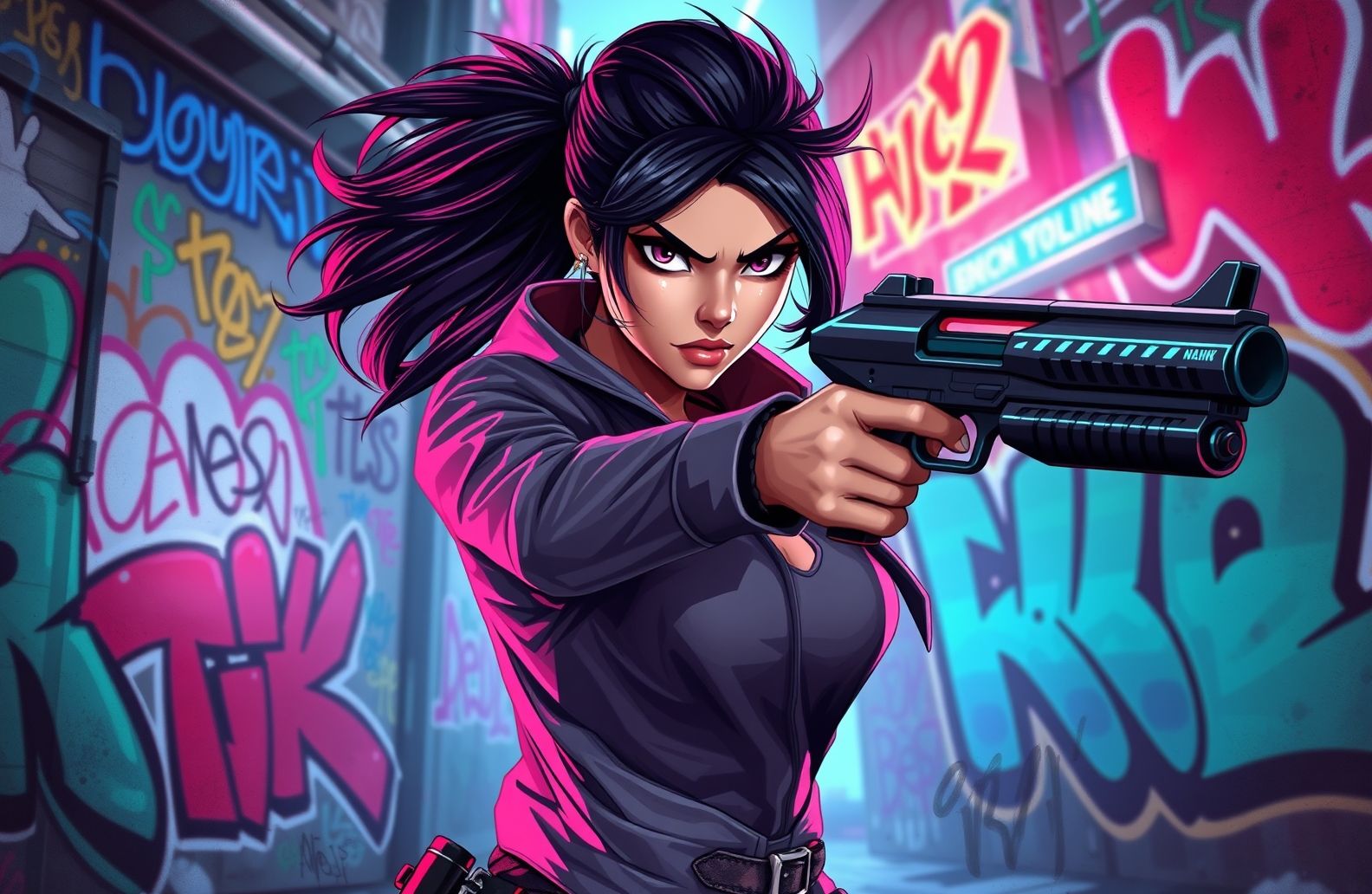 Girl With Gun Wallpaper