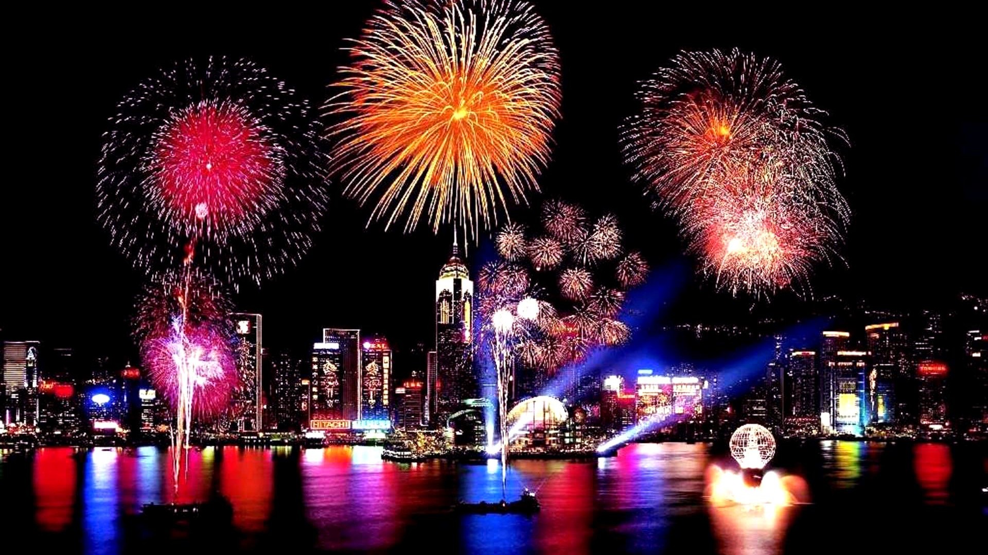 Wallpaper Happy New Year Fireworks And