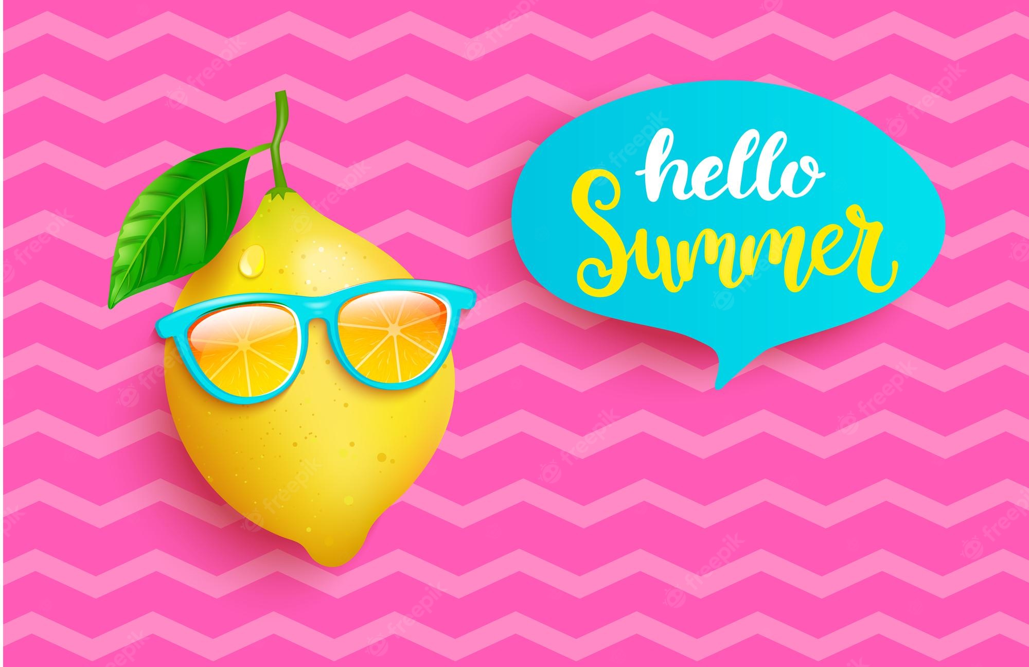Premium Vector Hipster lemon in orange sunglasses greeting
