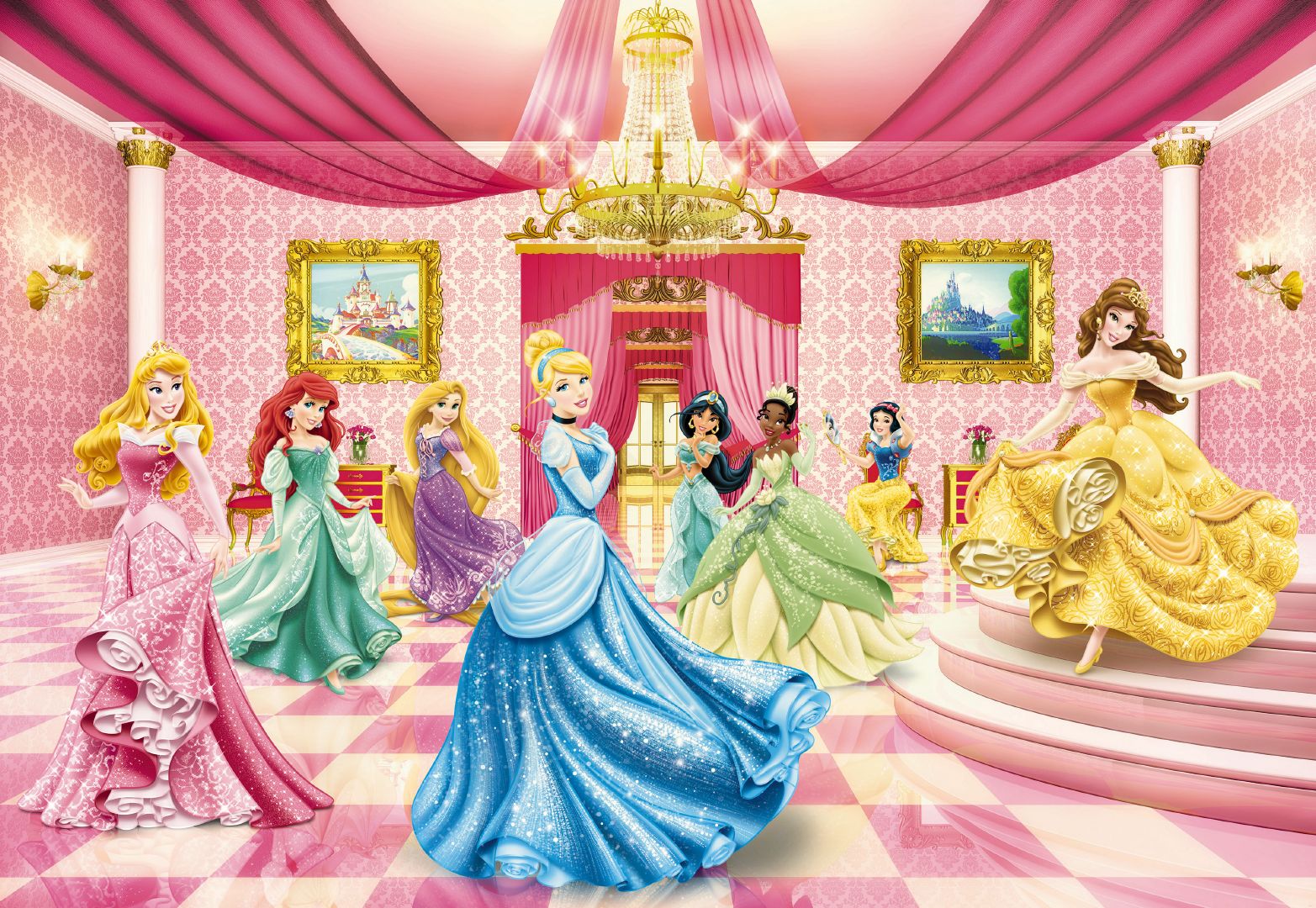 Wallpaper Princess Ballroom Wall Art For Girls Disney Pink