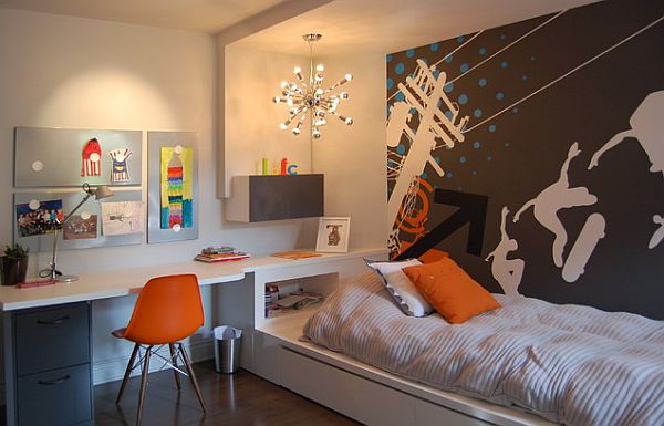 Teen Boy Chambre Room With Colorful Walls Decor Inspiring Teenage Boys