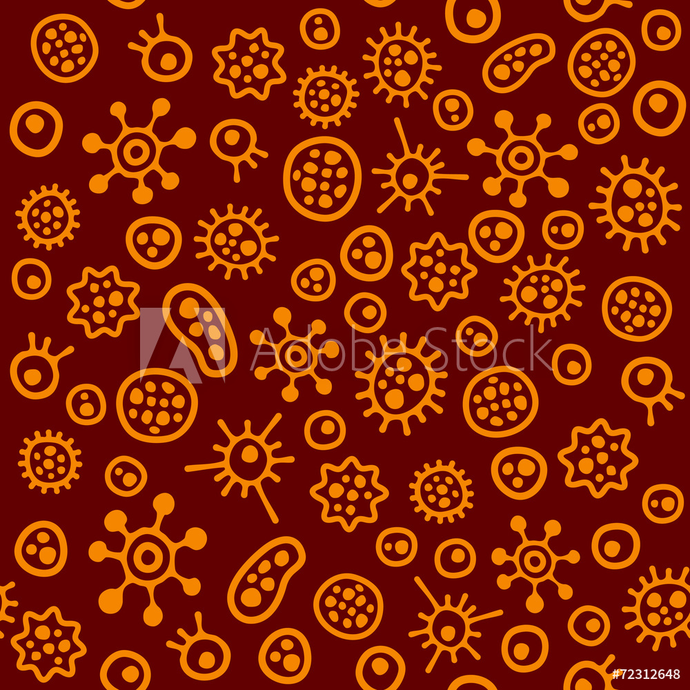 Cartoon Bacteria And Microbe Background Seamless Pattern Virus