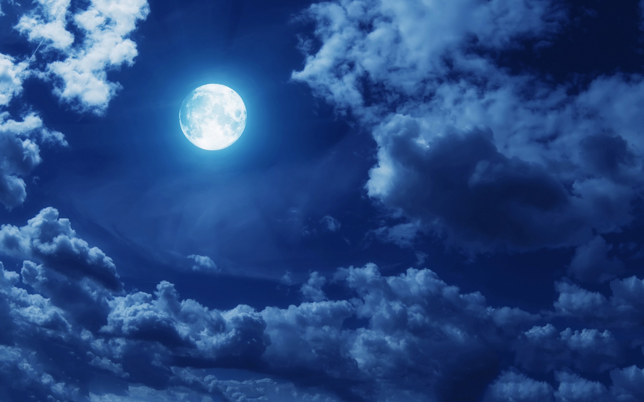 Moon Clouds Sky Moonlight Wallpaper HD