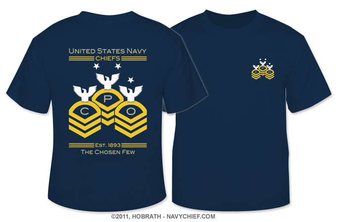 Navychief Us Navy Chiefs Cpo Chevrons T Shirt Blue