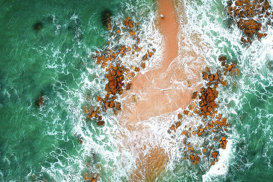 Ocean Waves Breaking On The Background Digital Art By Neu Son