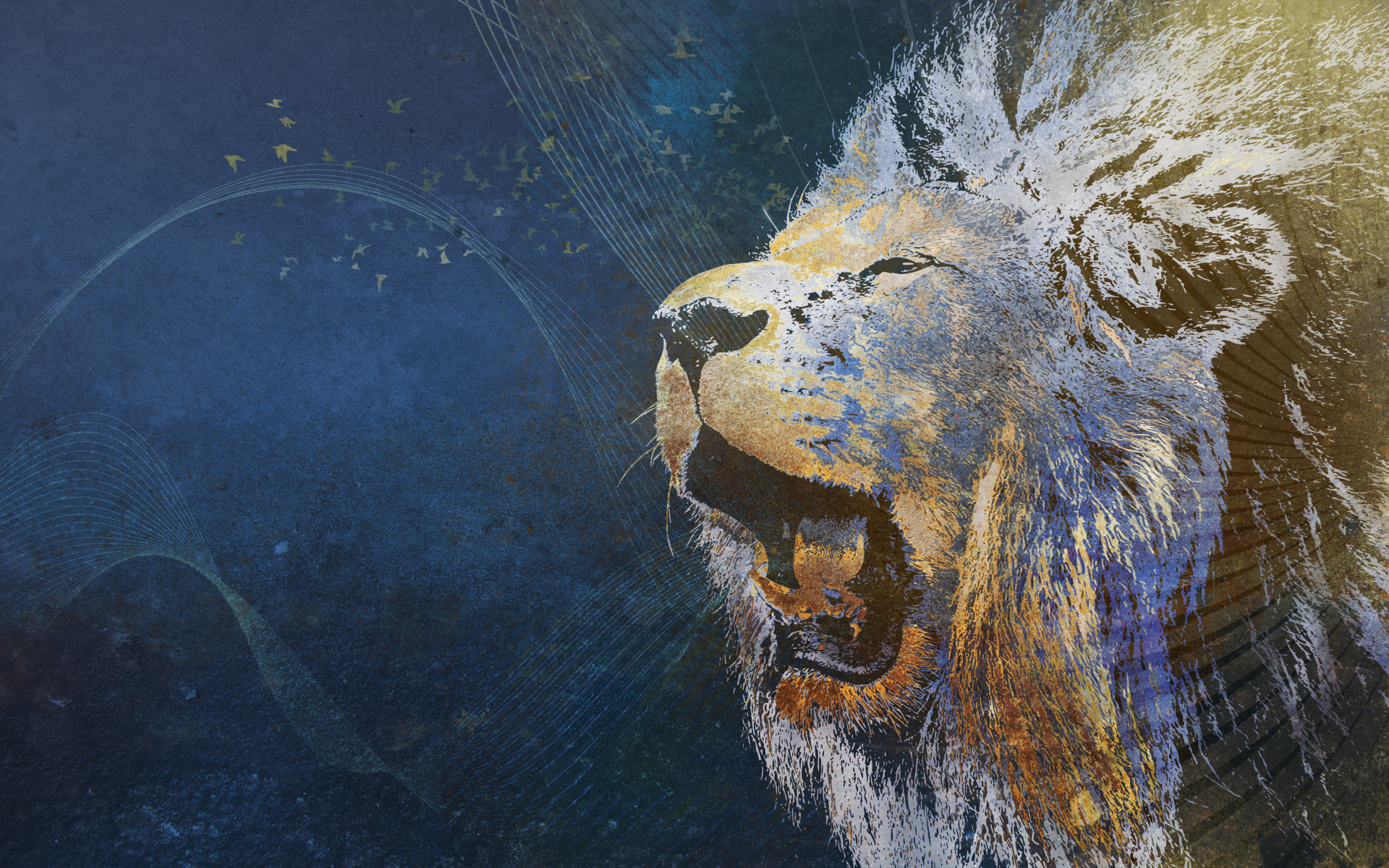 Lion Cat Predator Psychedelic F Wallpaper