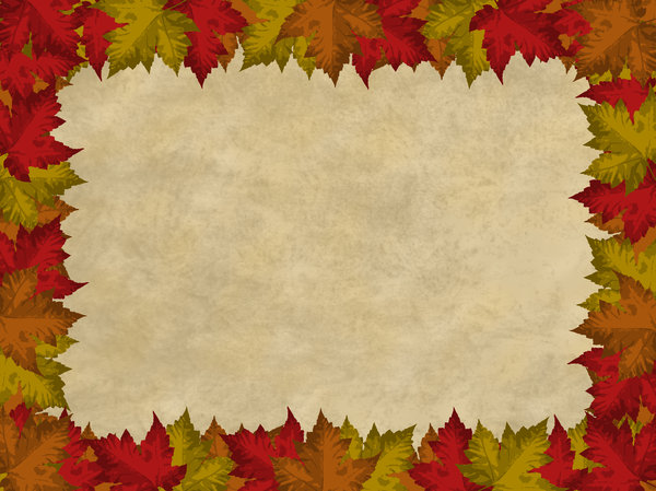 Autumn Leaves Border On A Parchment Background