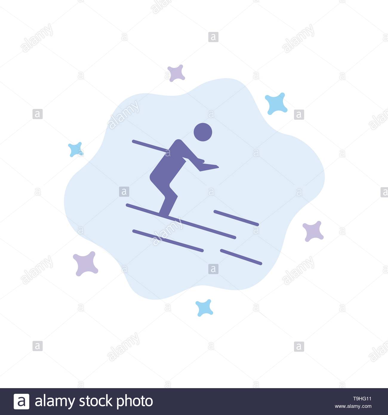Activity Ski Skiing Sportsman Blue Icon On Abstract Cloud