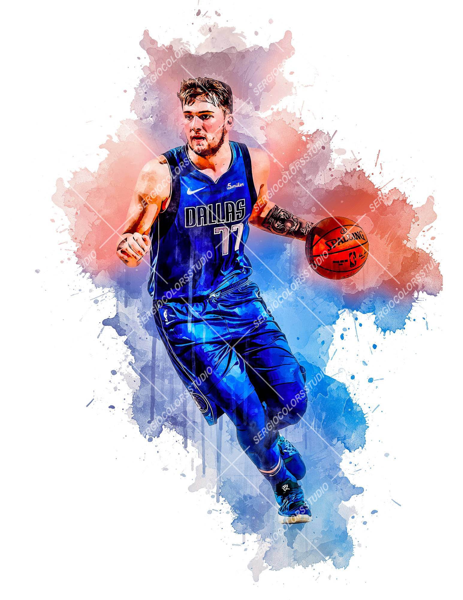 Free download Luka Doncic NBA poster Dallas Mavericks watercolor