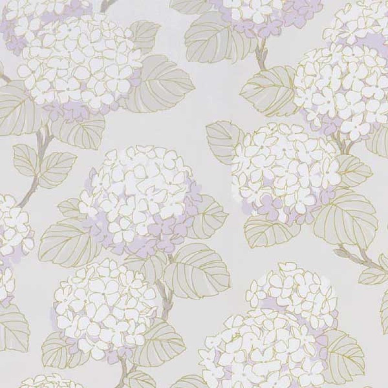 Coral Hydrangea Wallpaper Ivory Lilac Stone by GranDeco Galerie
