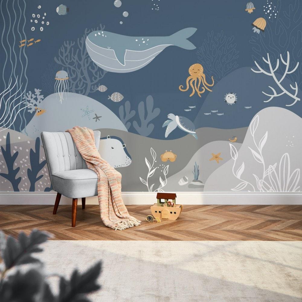 Under The Sea Mural In Deep Blue I Love Wallpaper