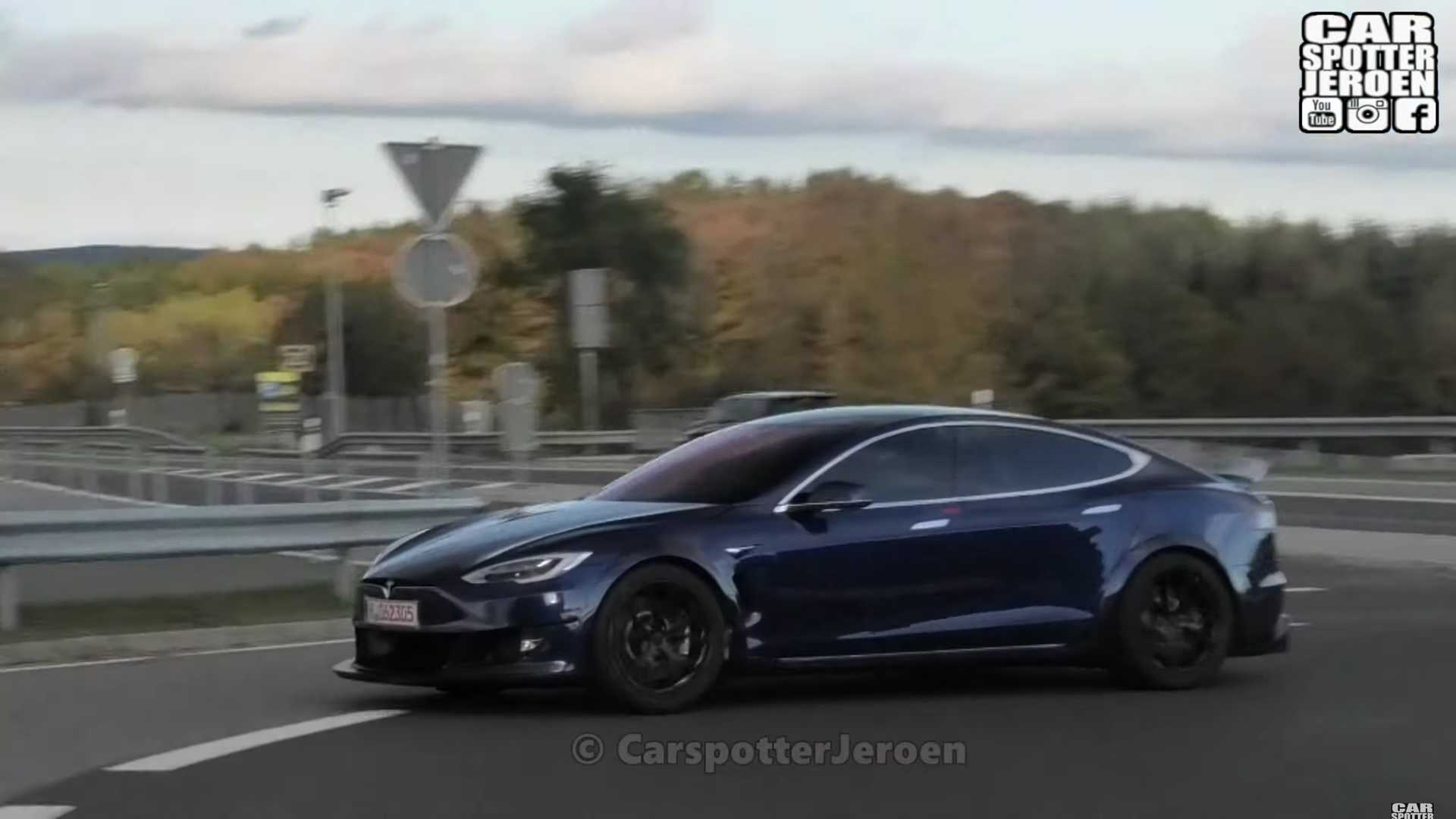 Tesla Model S Plaid Spied Testing Aggressive Body At The Nurburgring