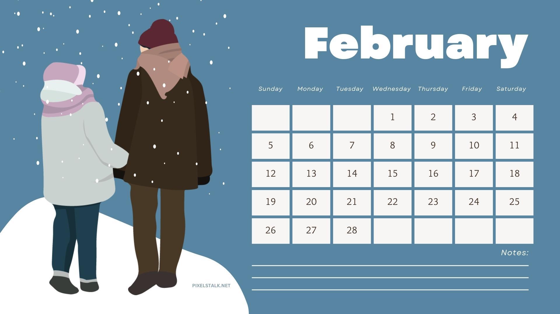 February Calendar Wallpaper HD