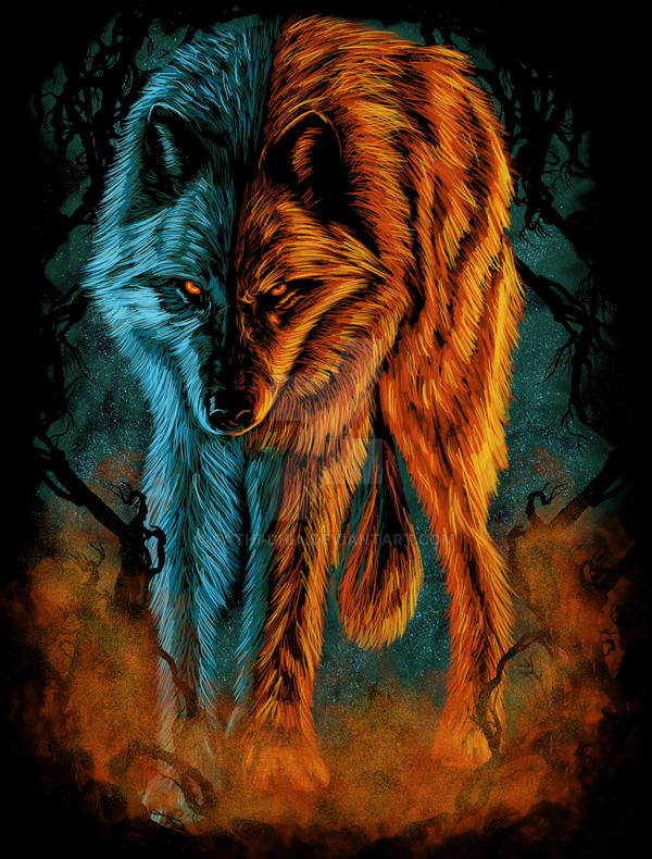 Fire And Ice Wolf By Fathi Dhia D3geiag Full Wallpaper