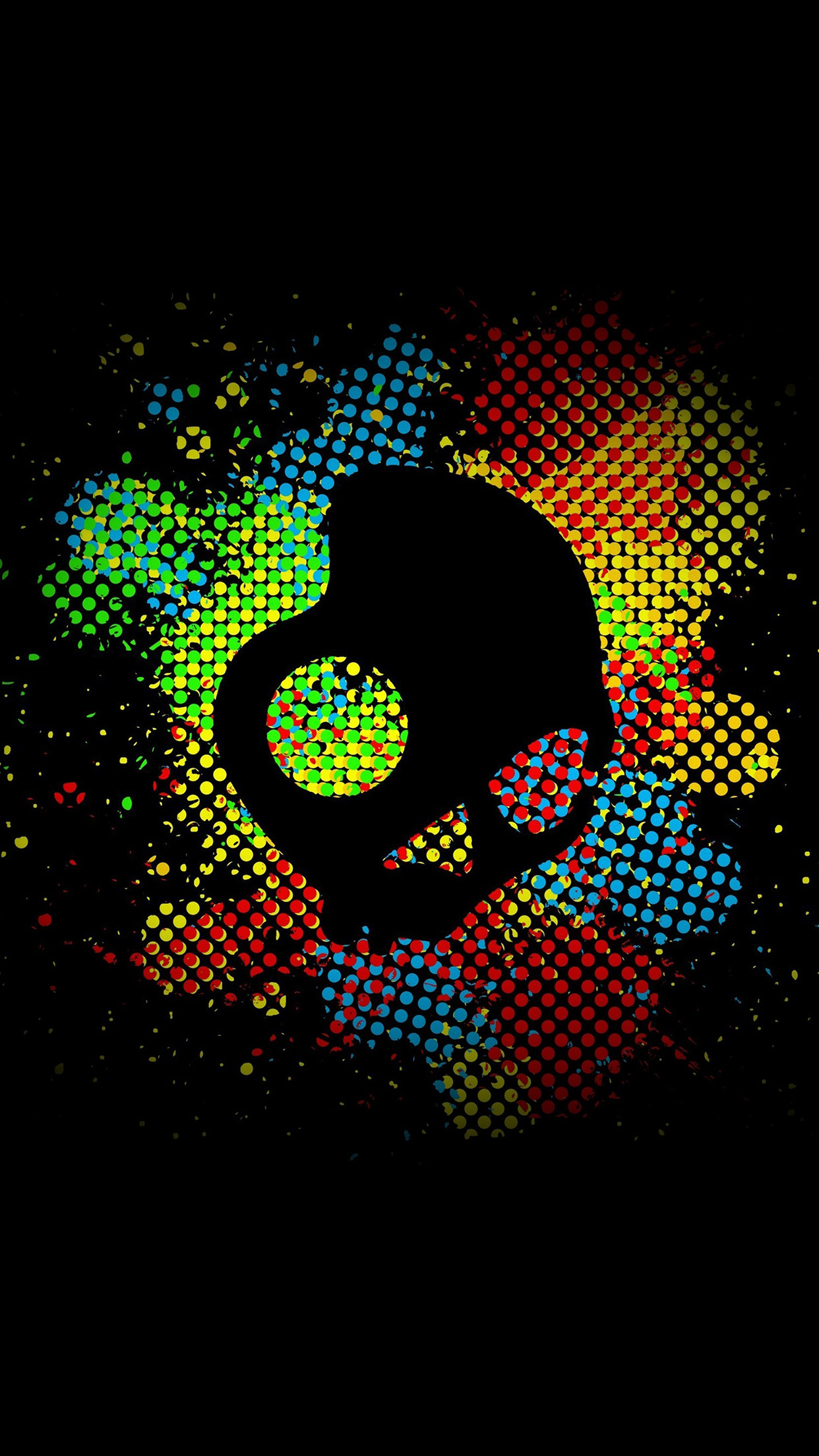 Colorful Skull Dark Art Illustration Android Wallpaper