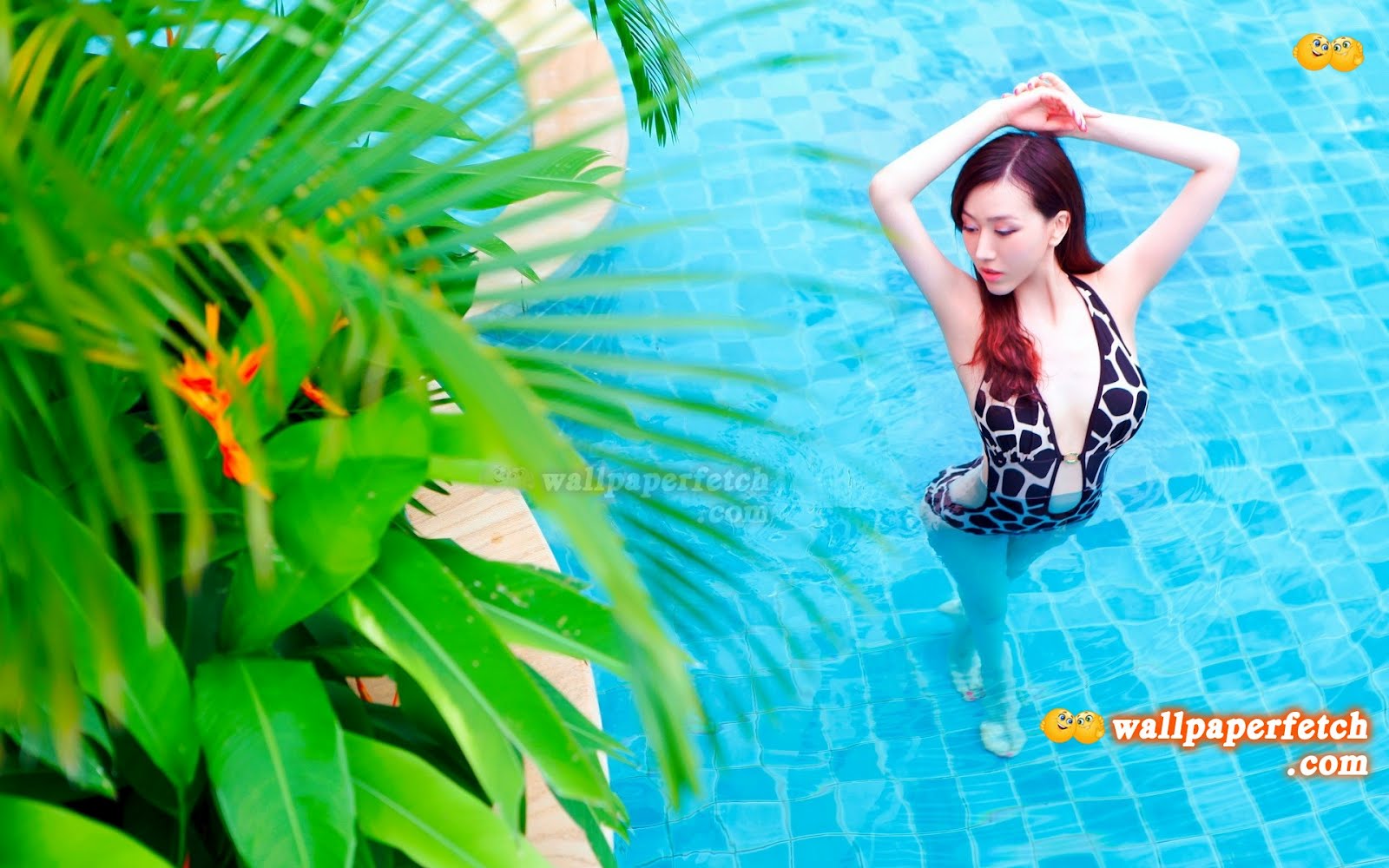 Girl In Swimming Pool Wallpaper Wallpup
