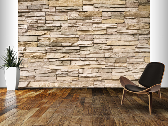 Stacked Stone Wall Mural Wallpaper
