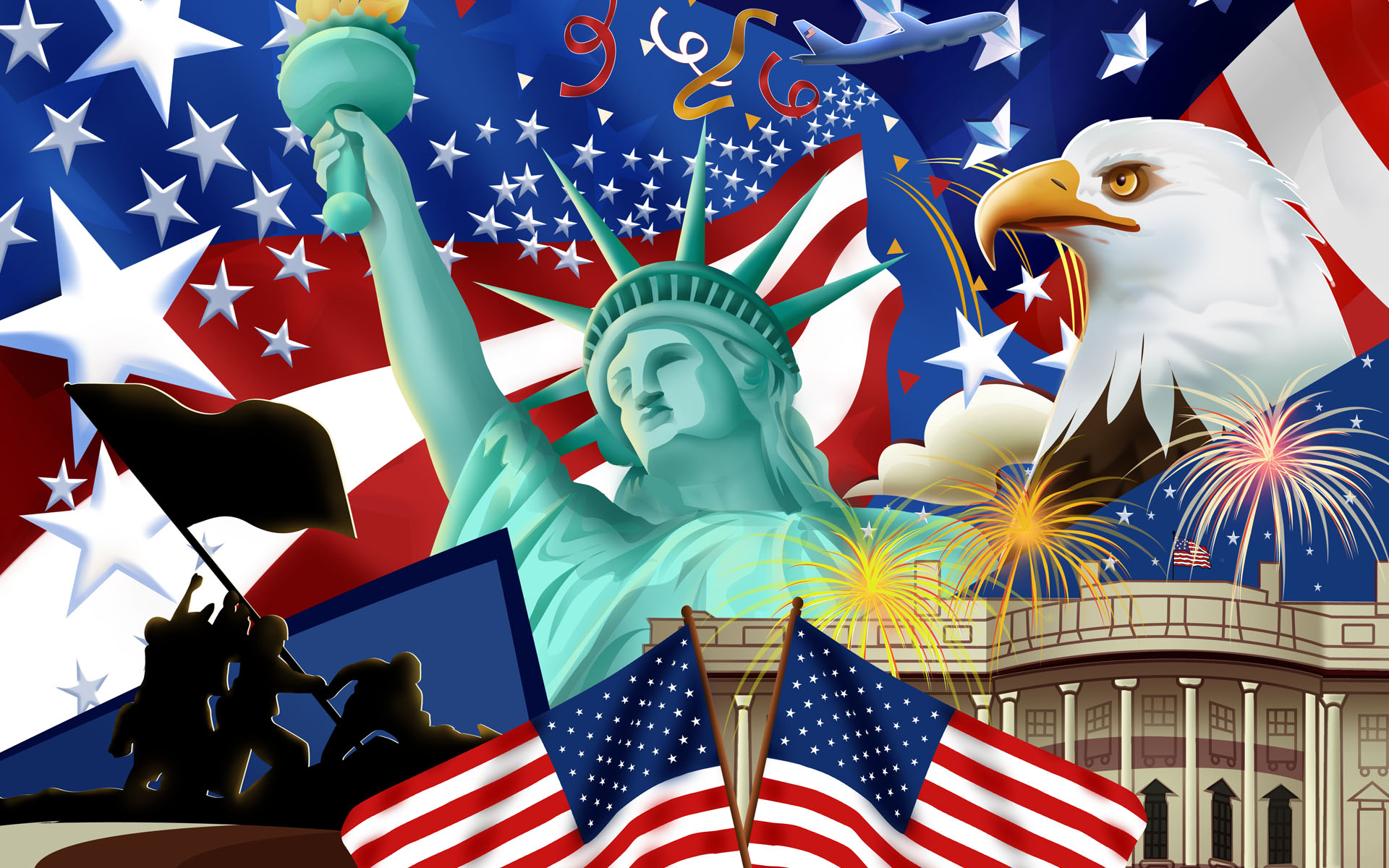 American Desktop Flag Theme Wallpaper